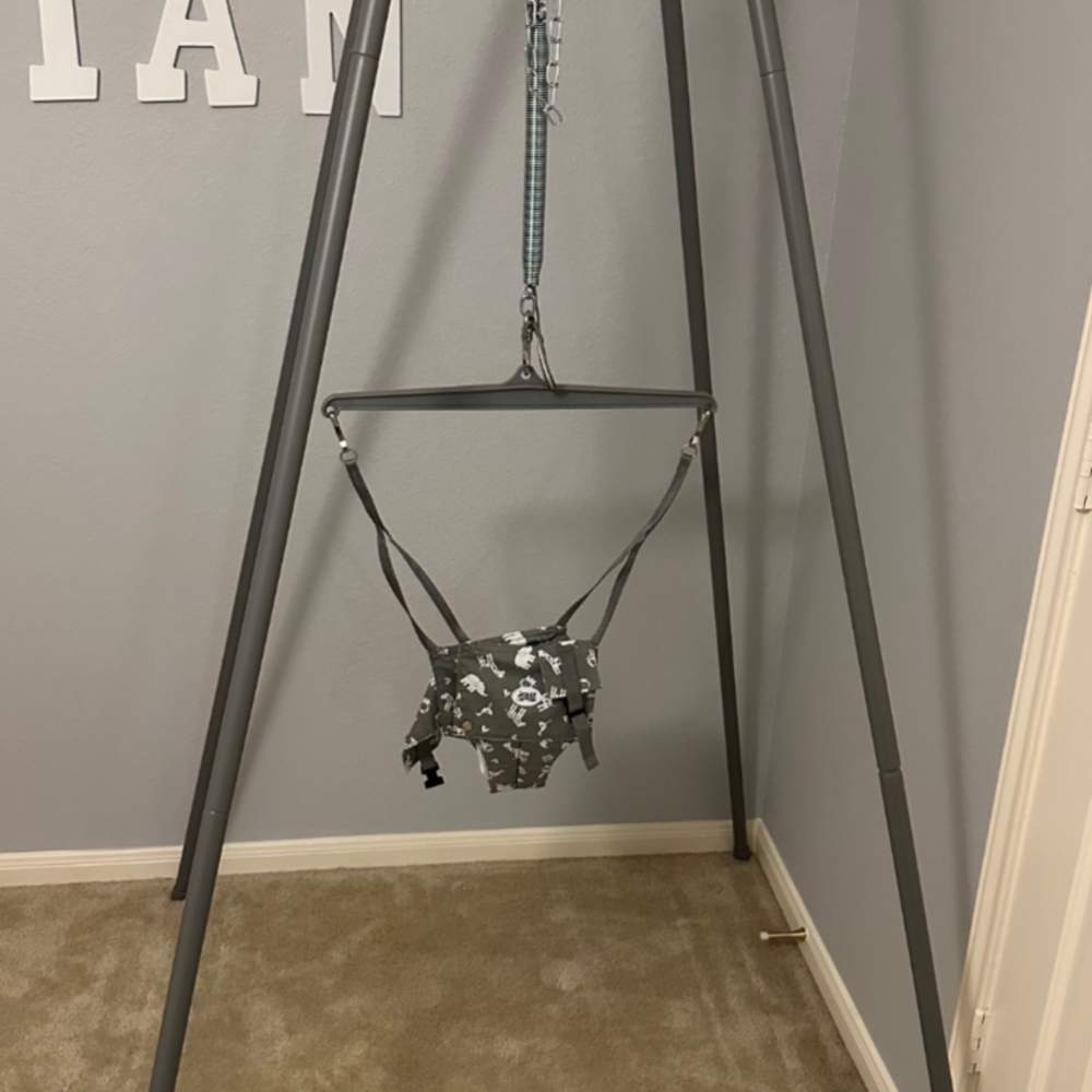 Gray Baby Jumper with Stand